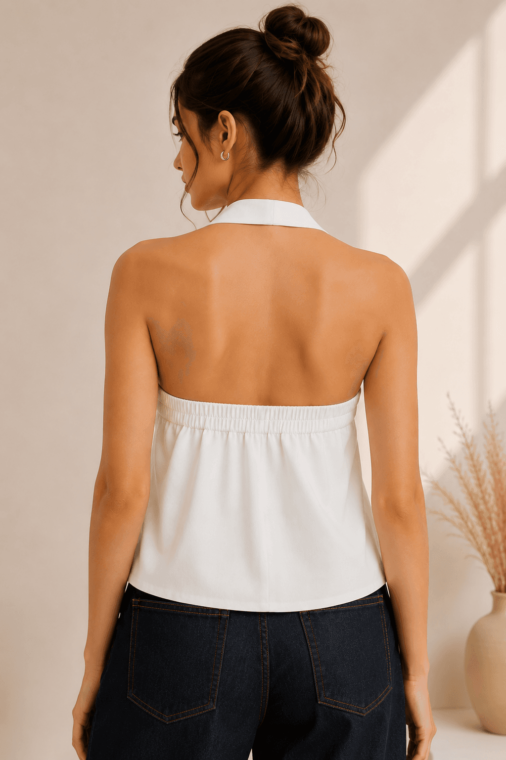 Halted-Neck Blazer Top