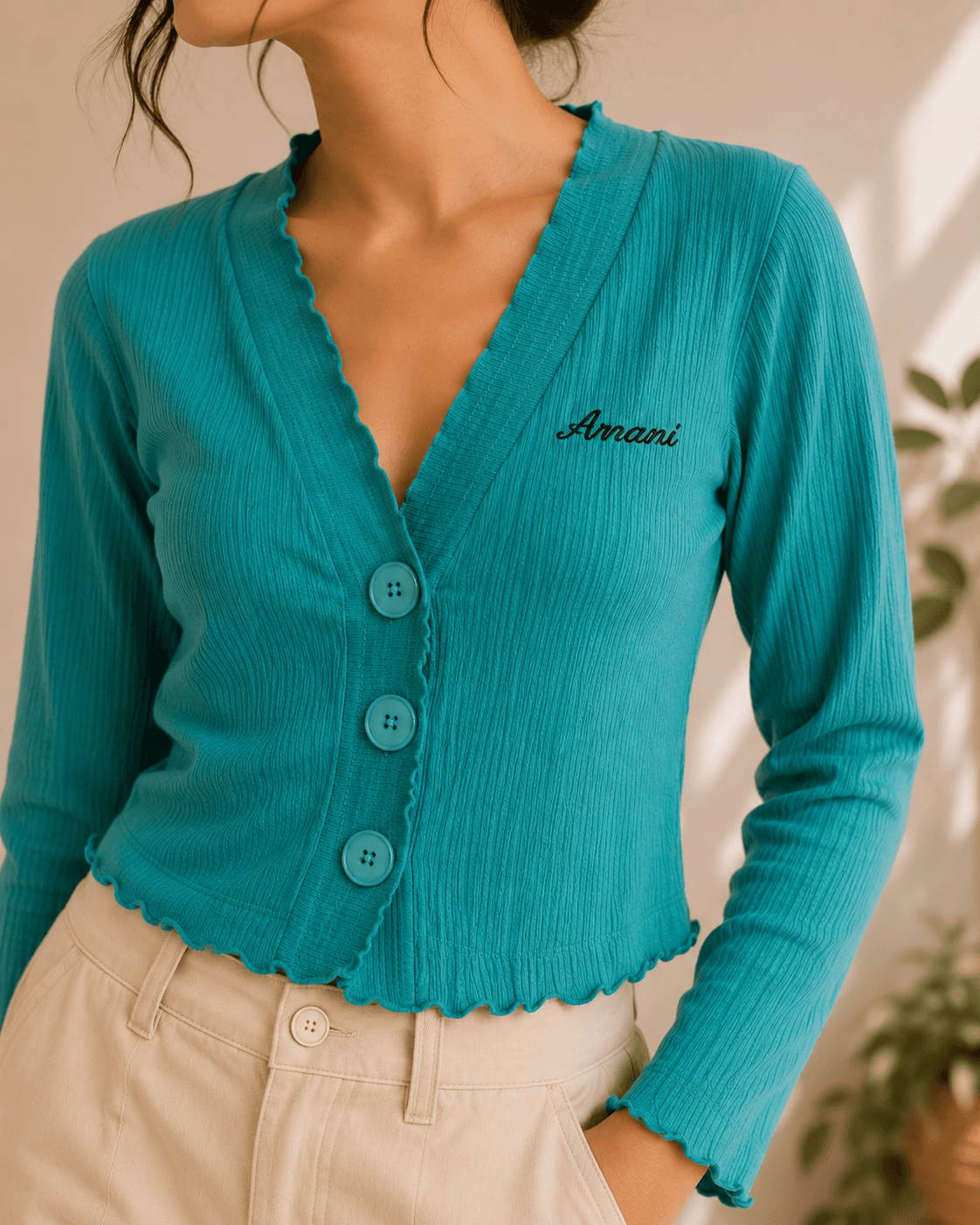 Ribbed Cardigan Top