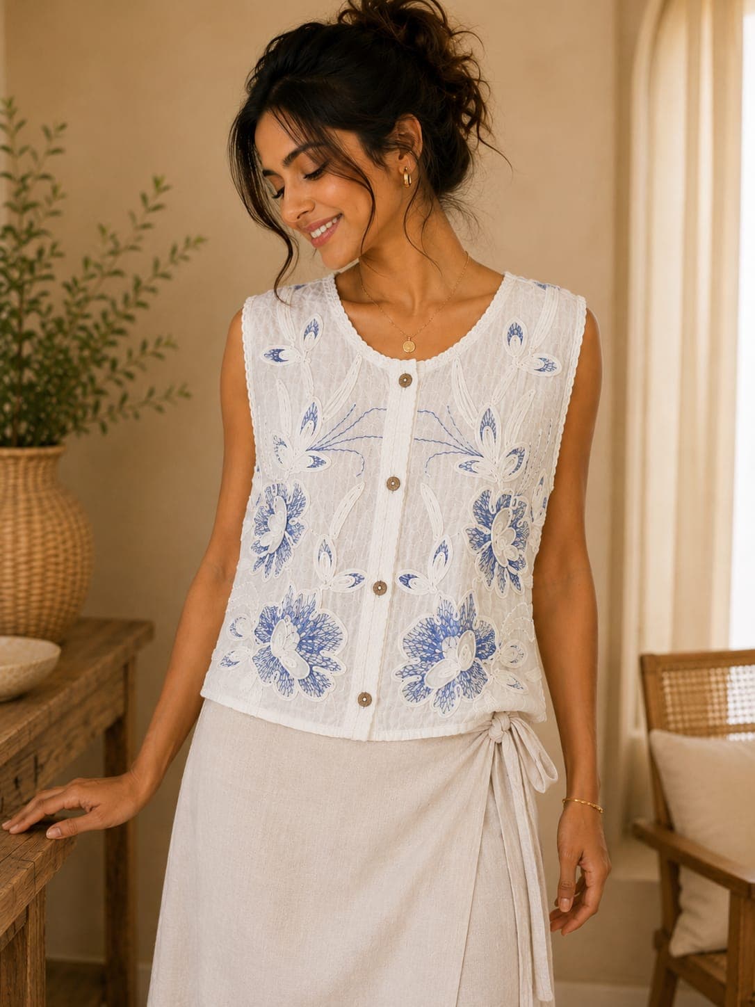 Soft Boho Embroidery Vest