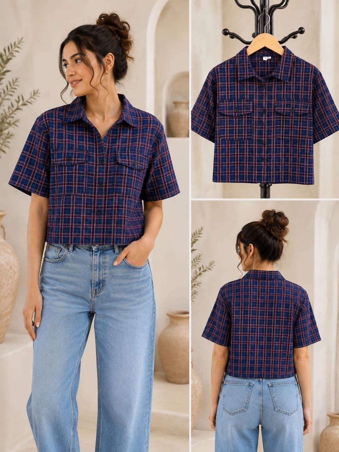 Cropped Plaid Shirt