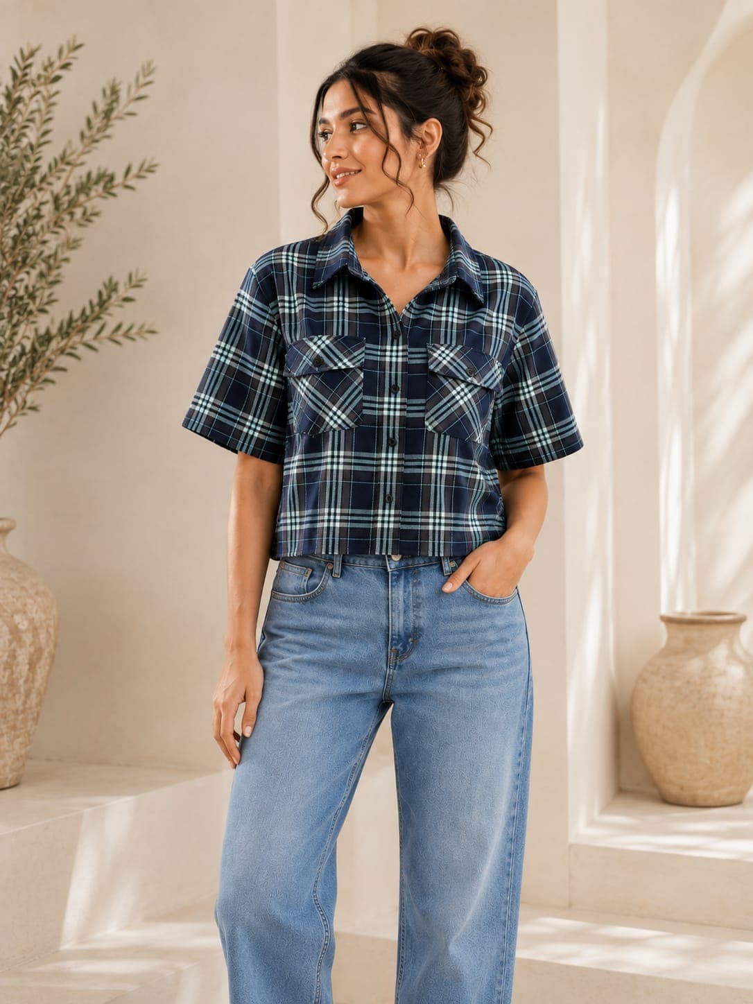 Cropped Plaid Shirt