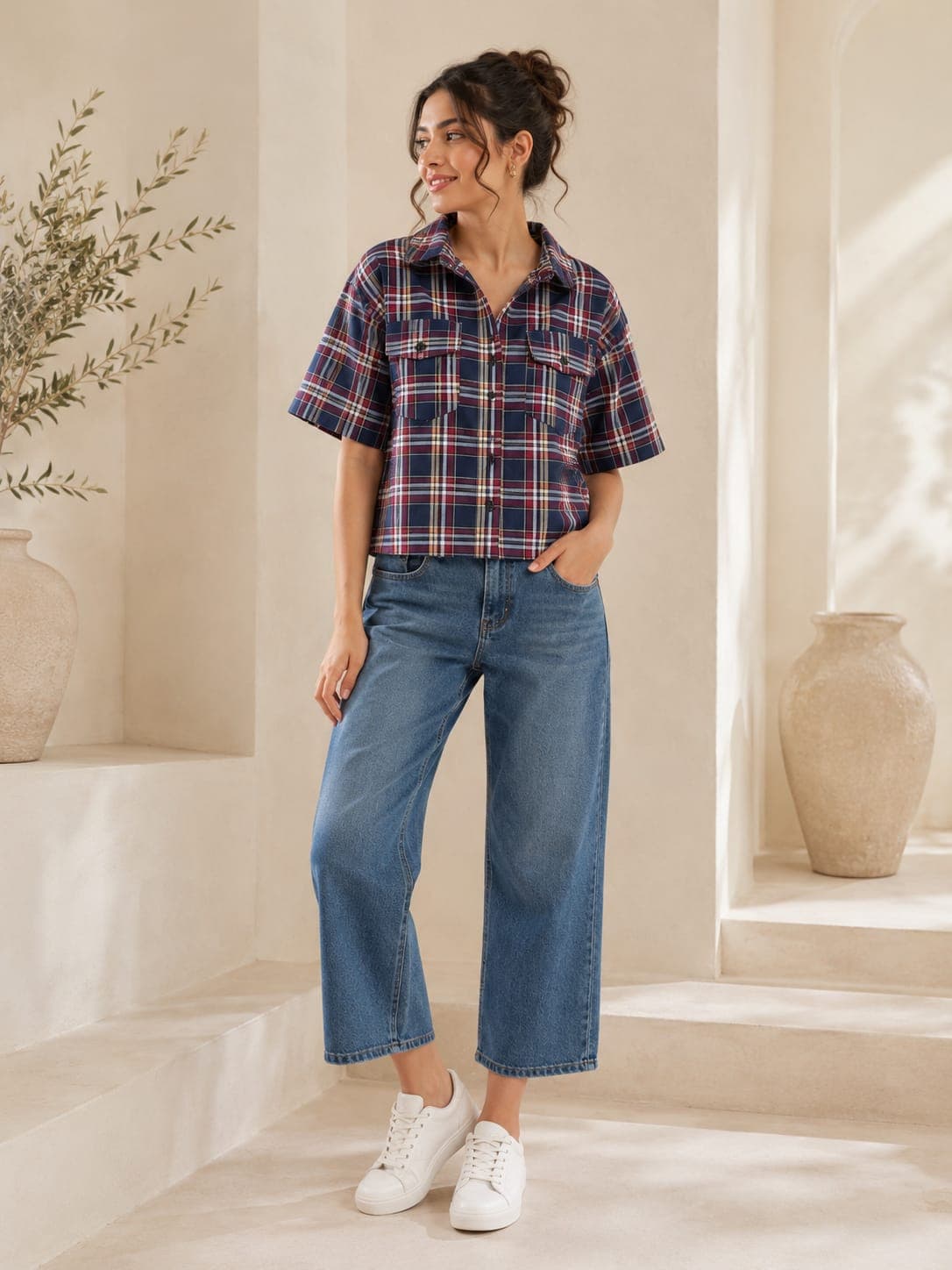 Cropped Plaid Shirt